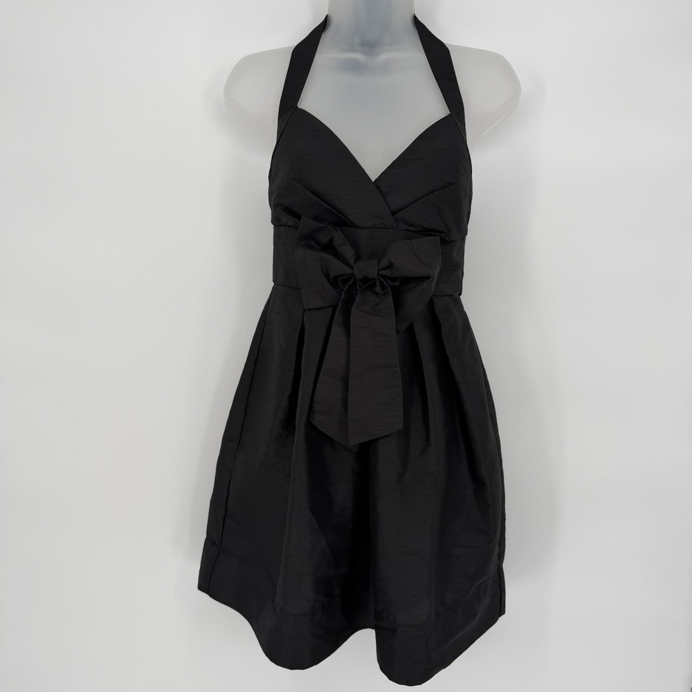 Y2K Charlotte Russe Sz 3 Black Halter Mini Bow Dress Party Hoco Whimsigoth - Picture 1 of 7